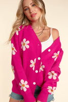 Haptics Full Size Daisy Floral Button Down Long Sleeve Cardigan