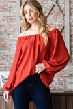 Heimish Full Size Swiss Dot Off Shoulder Top