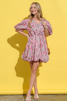 And The Why Full Size Floral Surplice Puff Sleeve Dress