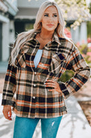 Double Take Plaid Button Front Shirt Jacket with Breast Pockets