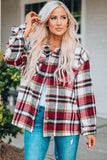 Double Take Plaid Button Front Shirt Jacket with Breast Pockets